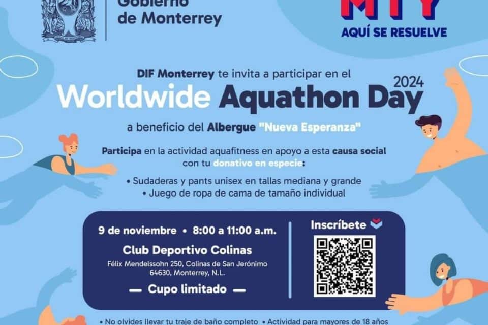 Invita DIF Monterrey a participar en el Aquathon 2024 a beneficio de las personas adultas mayores en situación de abandono